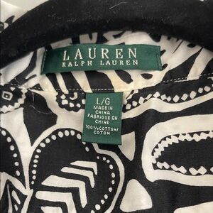 Lauren Ralph Lauren Black and White Graphic Cotton Blouse